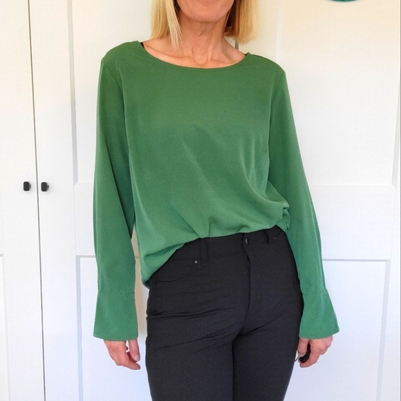 Talbots Tops - Talbots Crew Neck Tunic Blouse Warm Green Size M #485055